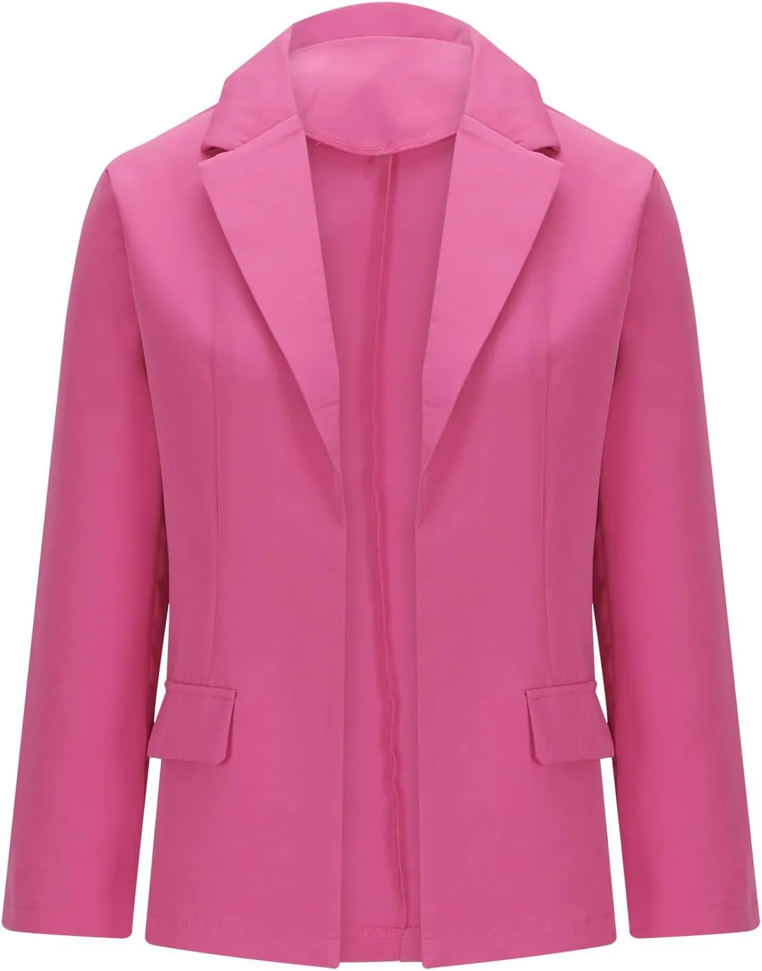 2024 Fall Blazers for Women Business Open Front Blazer Coat Casual Solid Lapel Buttonless Blazer Jacket with Pocket