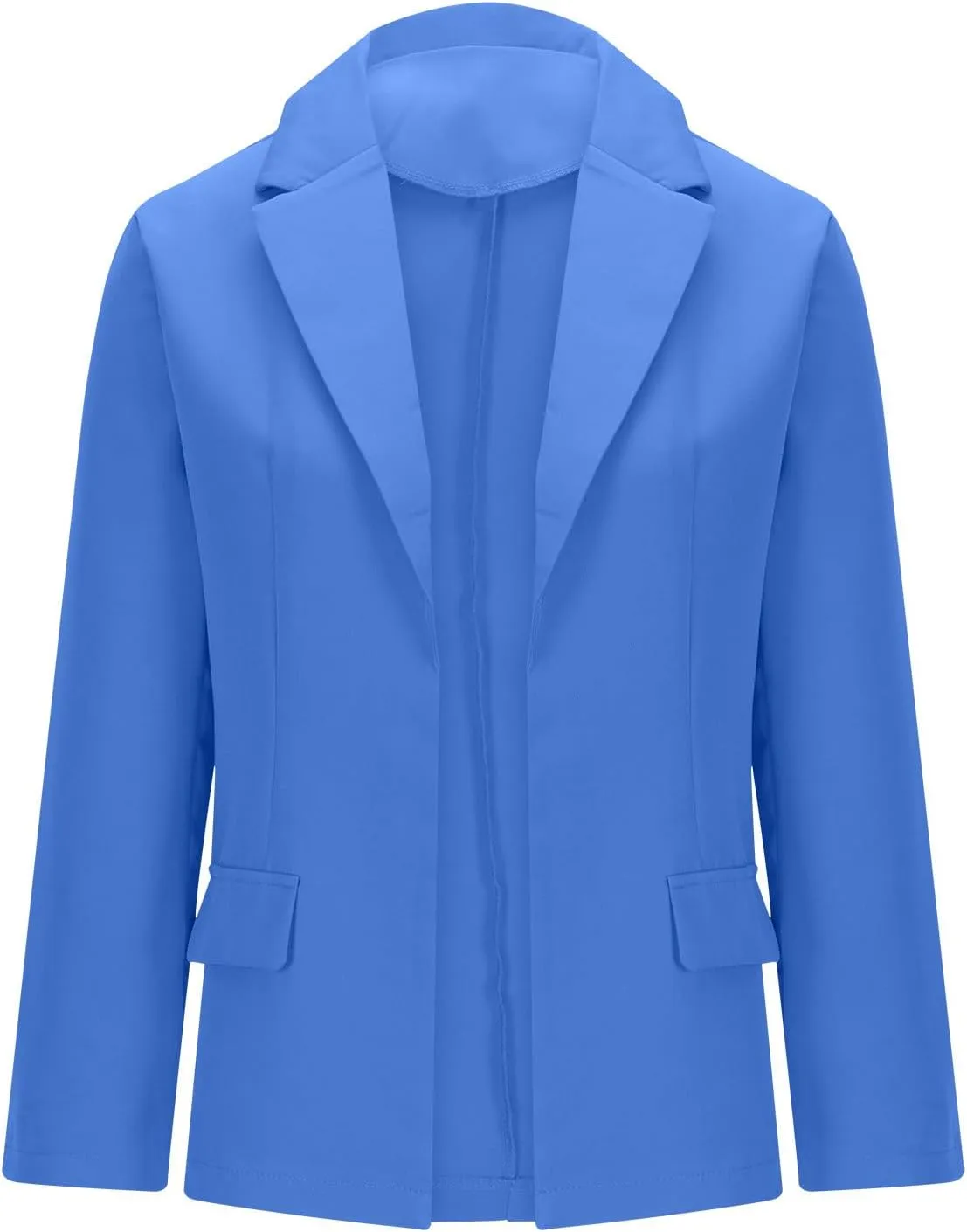 2024 Fall Blazers for Women Business Open Front Blazer Coat Casual Solid Lapel Buttonless Blazer Jacket with Pocket