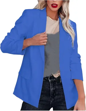2024 Fall Blazers for Women Business Open Front Blazer Coat Casual Solid Lapel Buttonless Blazer Jacket with Pocket