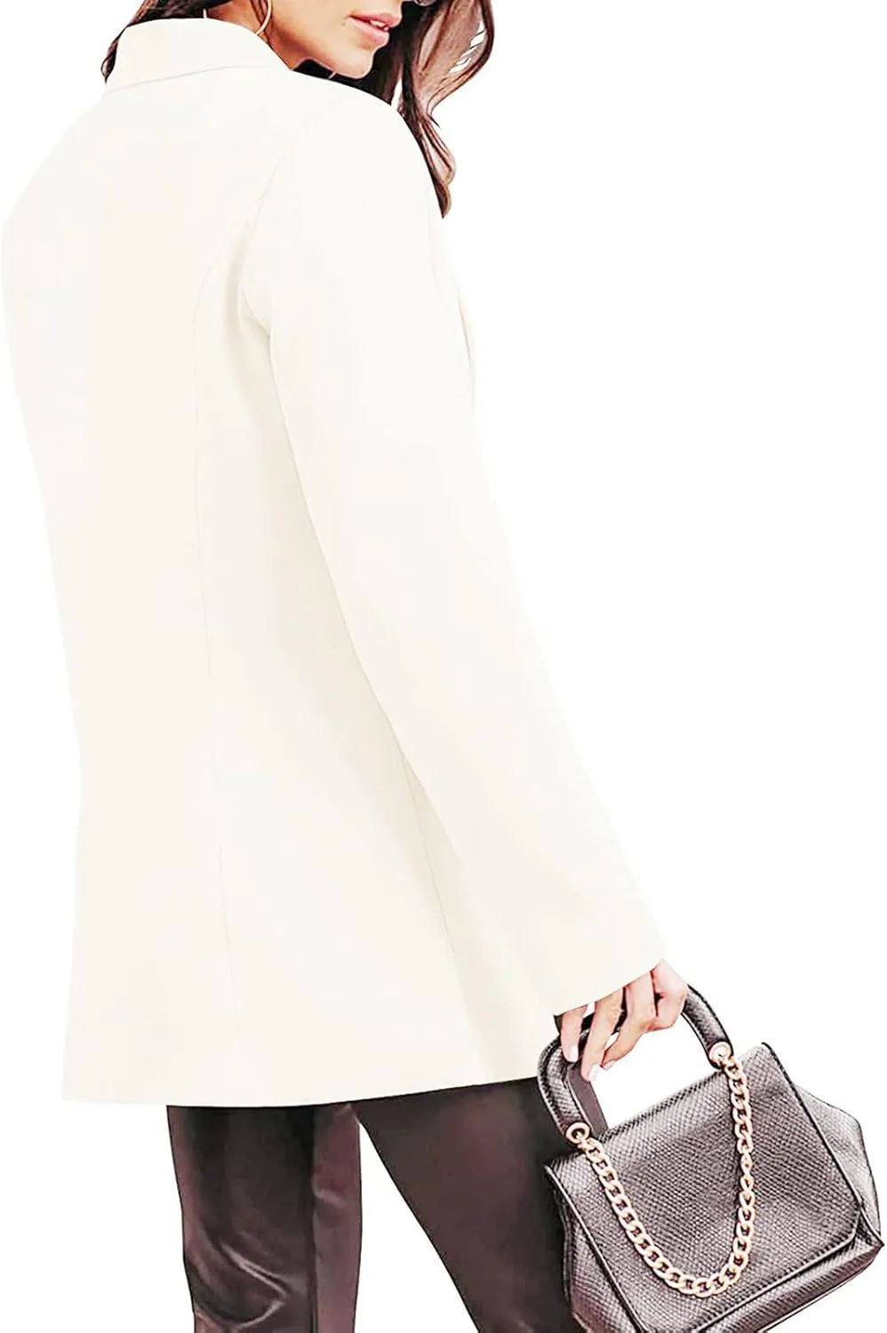 2024 Fall Business Blazers for Women Casual Solid Open Front Blazer Jackets Lapel Button Blazer Coat with Pockets