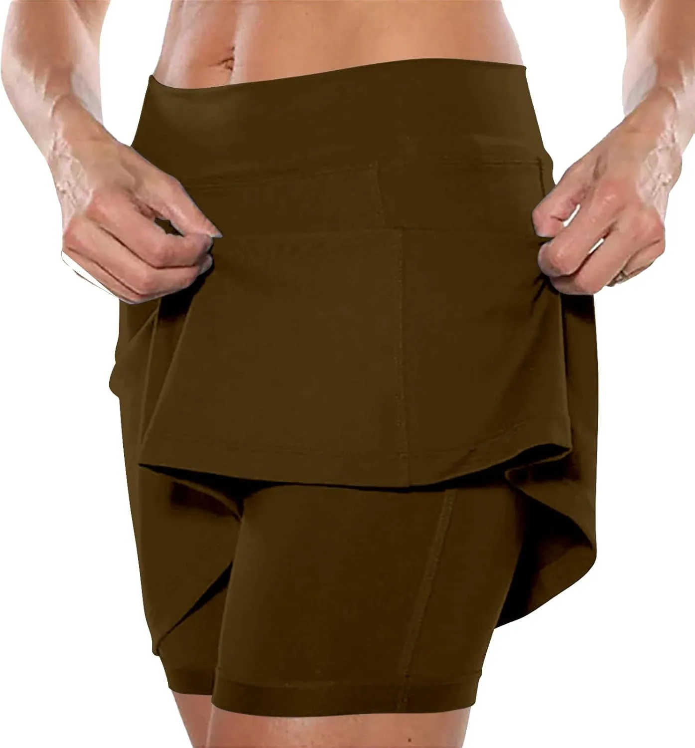 aihihe Golf Skirts for Women Tummy Control Long Womens Biker Shorts with Pockets Running Shorts Men 5 inch