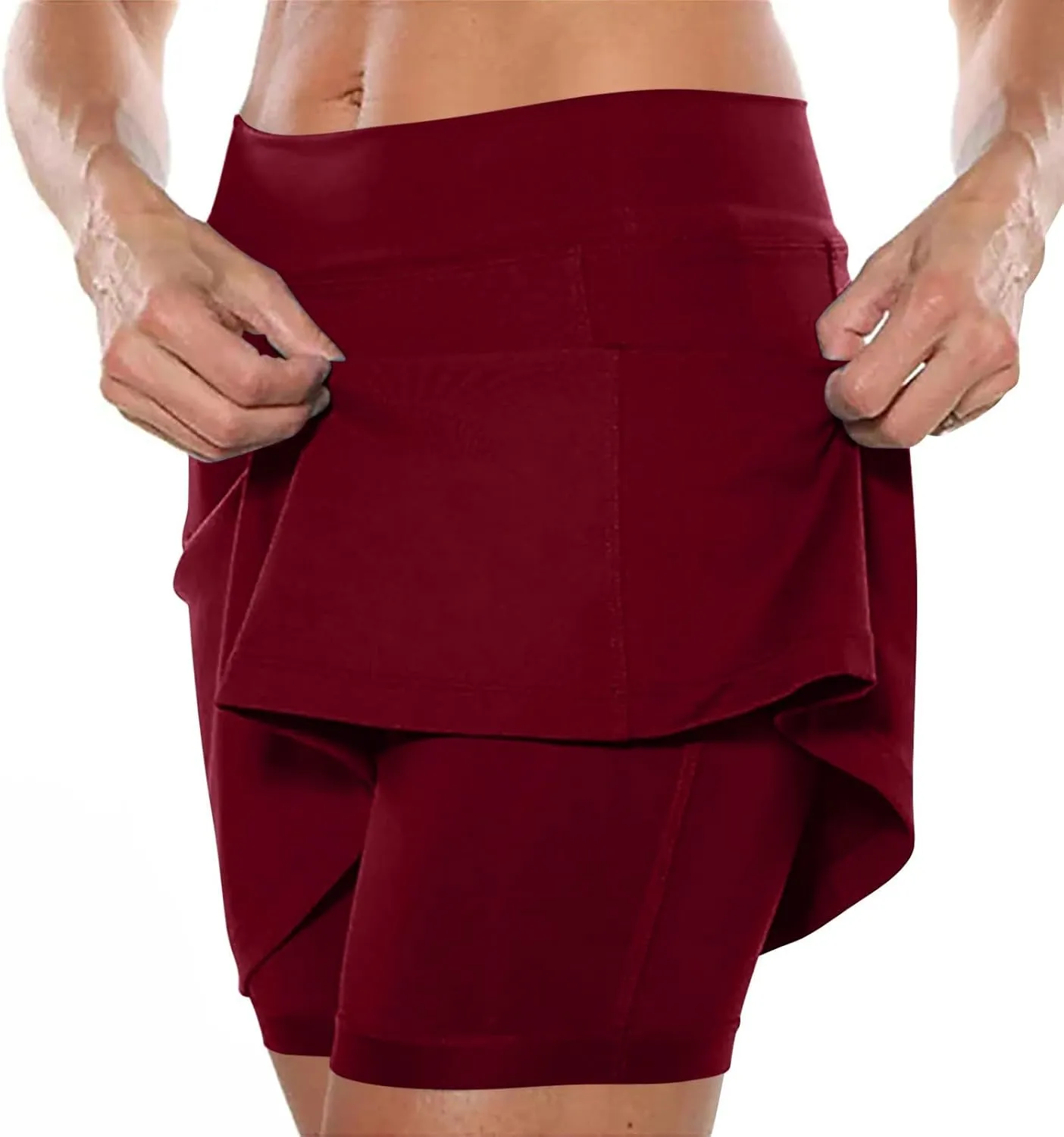 aihihe Golf Skirts for Women Tummy Control Long Womens Biker Shorts with Pockets Running Shorts Men 5 inch