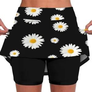 aihihe Pleated Workout Skirts for Women Tennis Skirt with Shorts Long Workout Shorts Women Long Loose