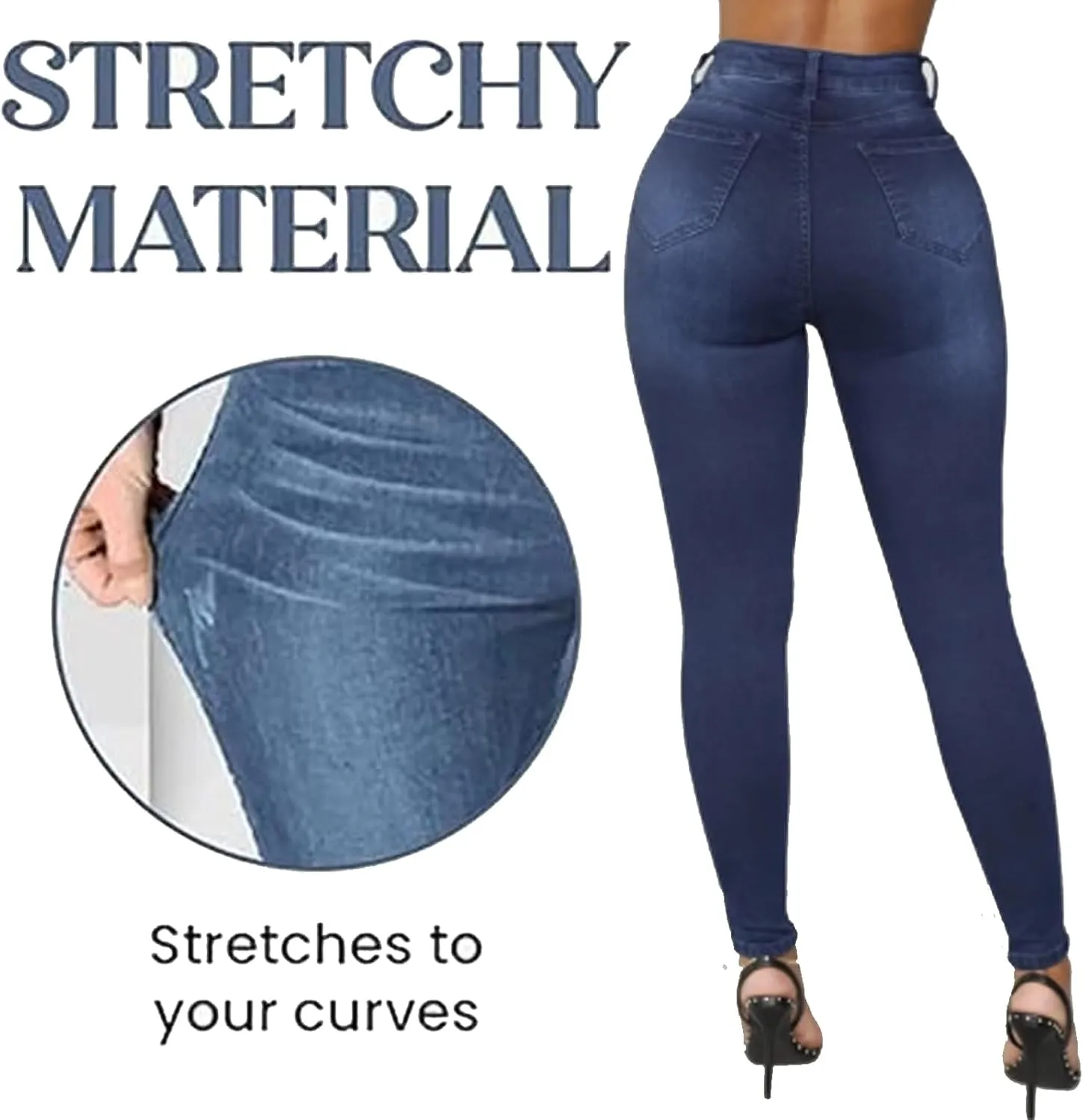 Akapi Jeans Mujer, Akapi Curvy Jeans, Classic High Waist Butt Lift Stretch Slim Fit Denim Pants for Women
