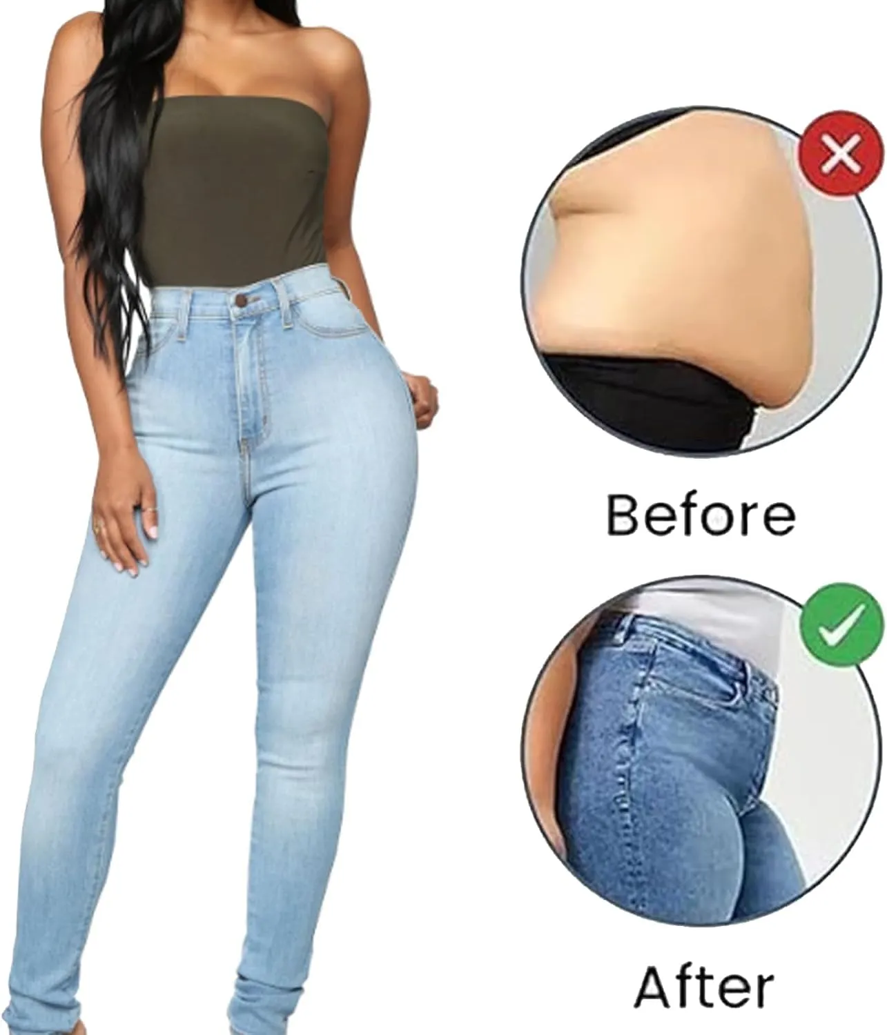Akapi Jeans Mujer, Akapi Curvy Jeans, Classic High Waist Butt Lift Stretch Slim Fit Denim Pants for Women