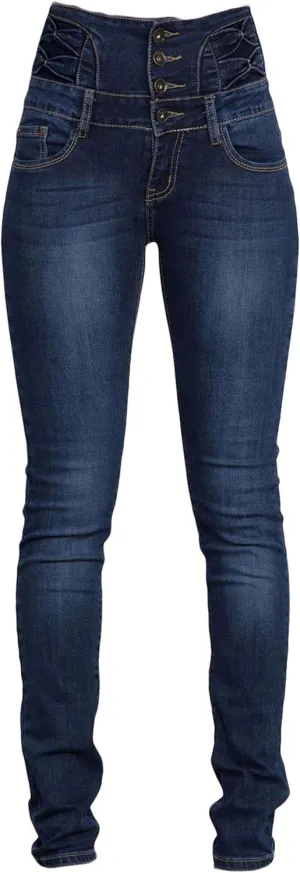 Andongnywell Flare Jeans Women High Rise Stretchy Skinny Jeans Butt Lifting Slim Fit Denim Pants Multiple Buttons Trouser