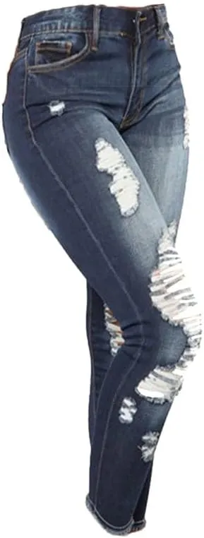 Andongnywell Women's Distressed Denim Skinny Jeans Butt Lift Ripped Jean Jegging High Waisted Stretch Pants with Holes