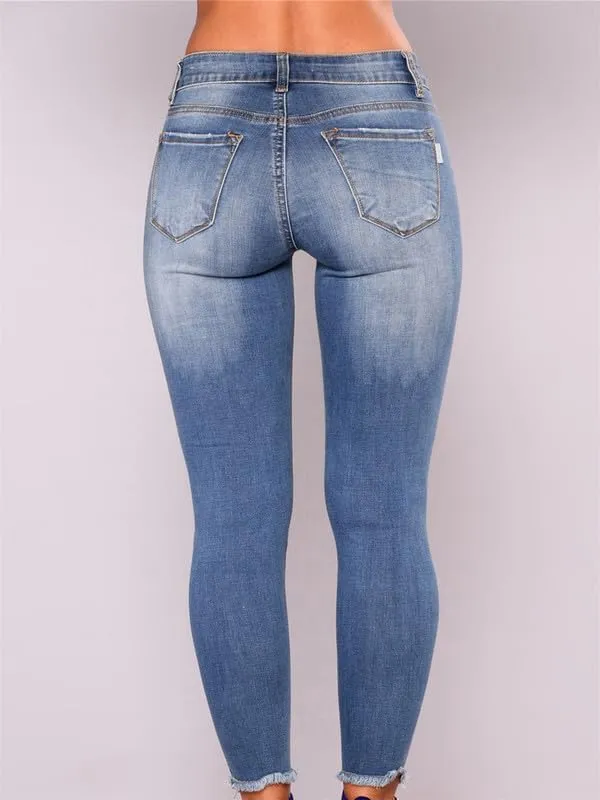 Andongnywell Women's Distressed Denim Skinny Jeans Butt Lift Ripped Jean Jegging High Waisted Stretch Pants with Holes