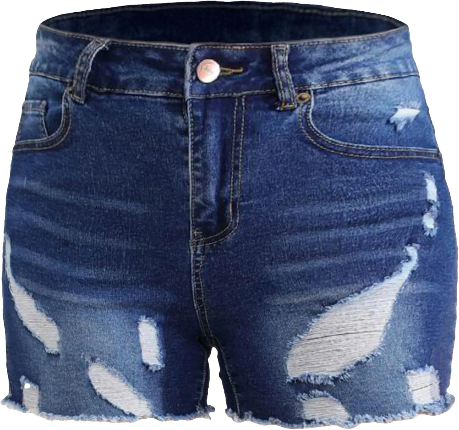 Atditama Women's Stretch Denim Jean Shorts Ripped Curved Fitted Summer Casual Shorts for Women High Waisted