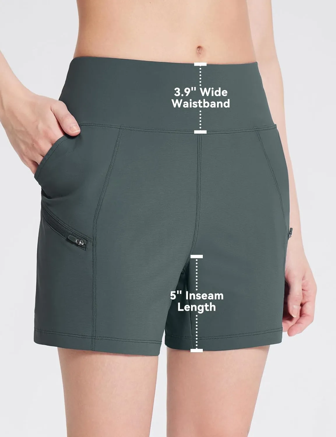 baleaf Women's Athletic Shorts 7 Inch Long Hiking Shorts High Waist Pockets