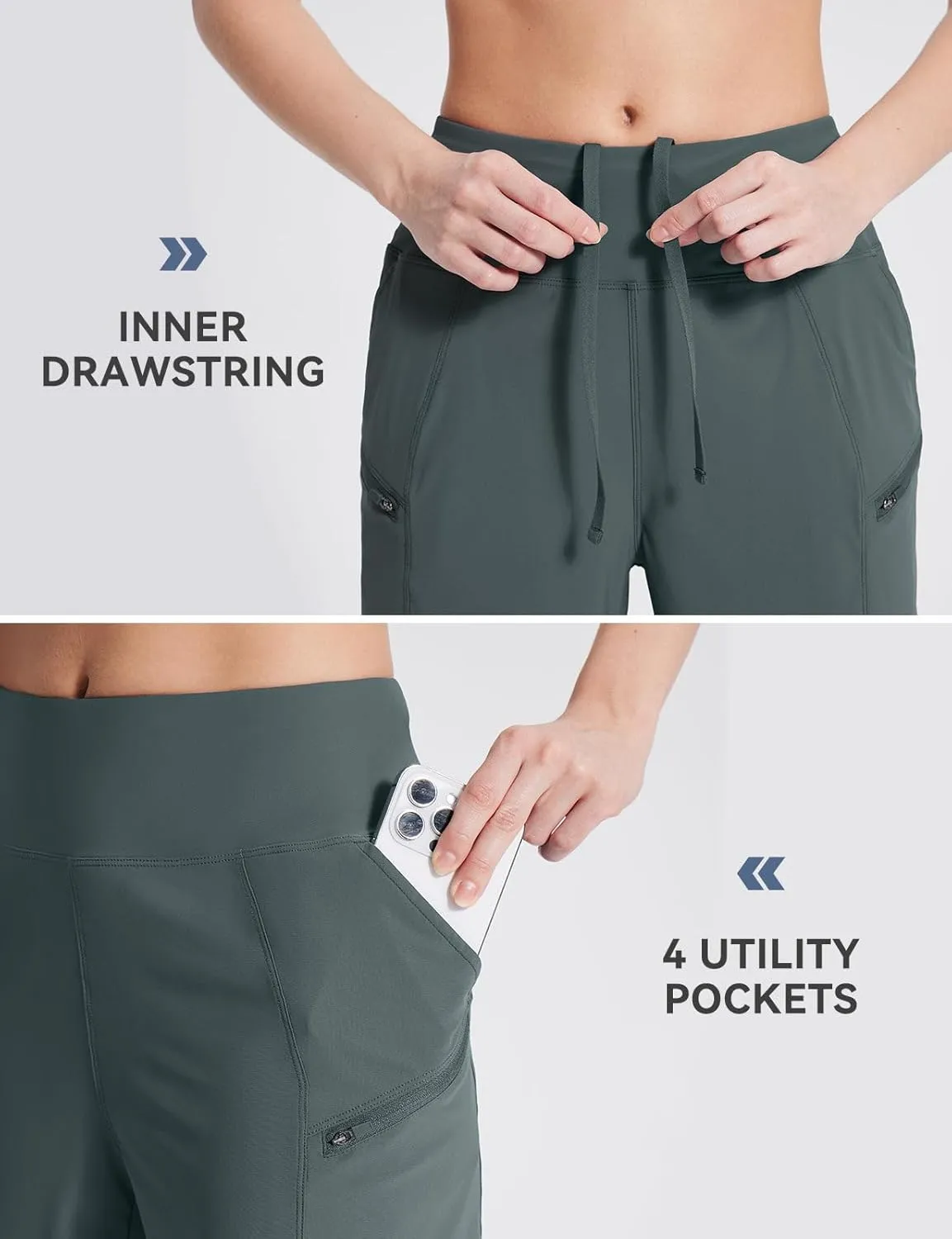 baleaf Women's Athletic Shorts 7 Inch Long Hiking Shorts High Waist Pockets
