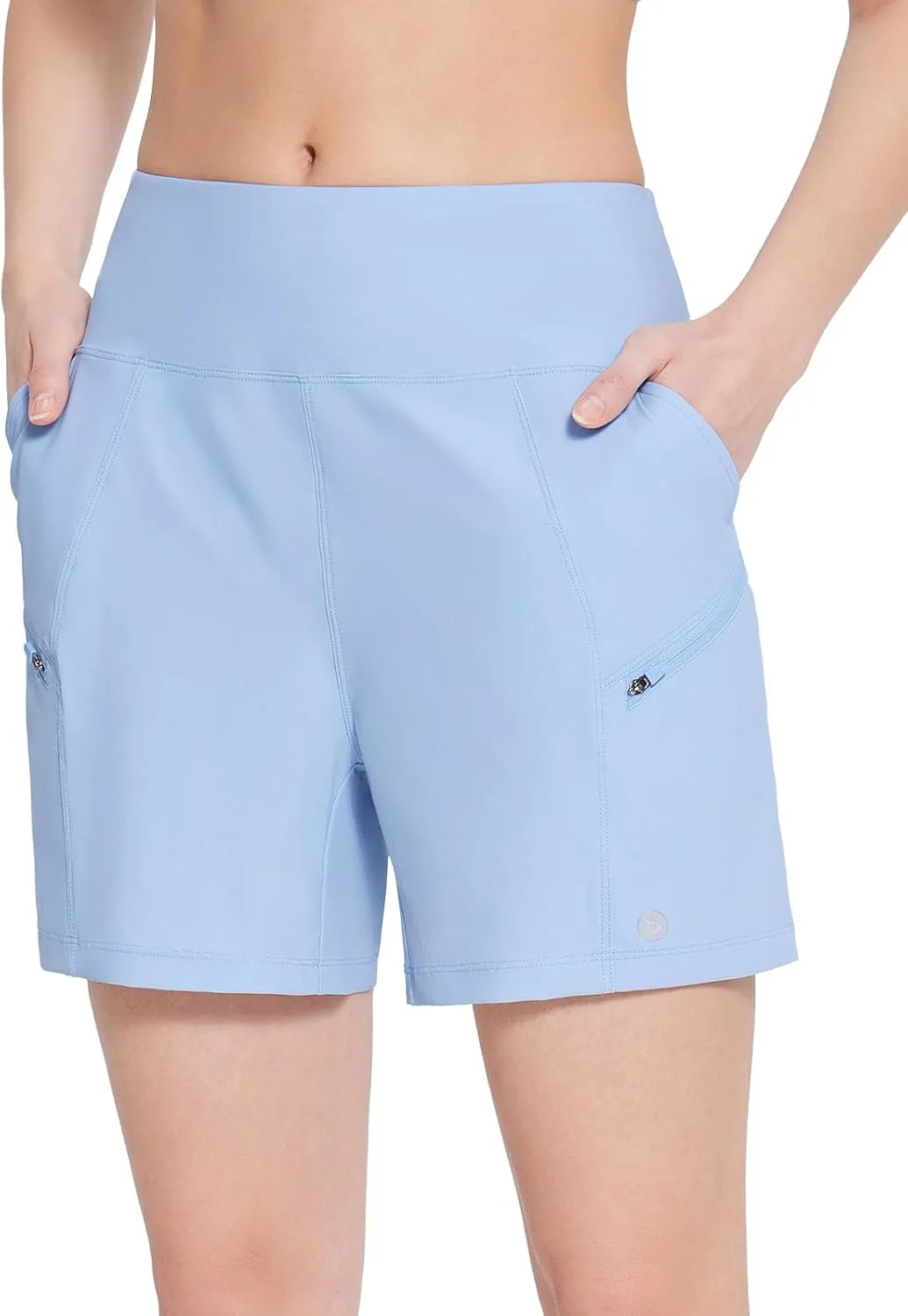 baleaf Women's Athletic Shorts 7 Inch Long Hiking Shorts High Waist Pockets