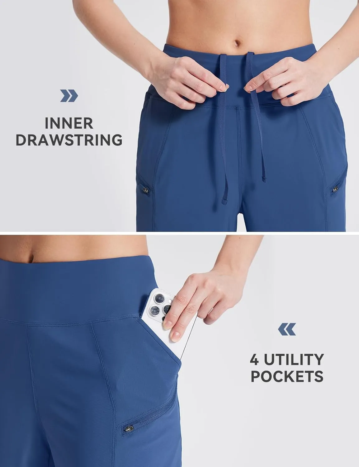 baleaf Women's Athletic Shorts 7 Inch Long Hiking Shorts High Waist Pockets
