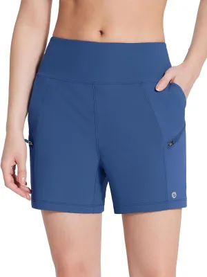 baleaf Women's Athletic Shorts 7 Inch Long Hiking Shorts High Waist Pockets