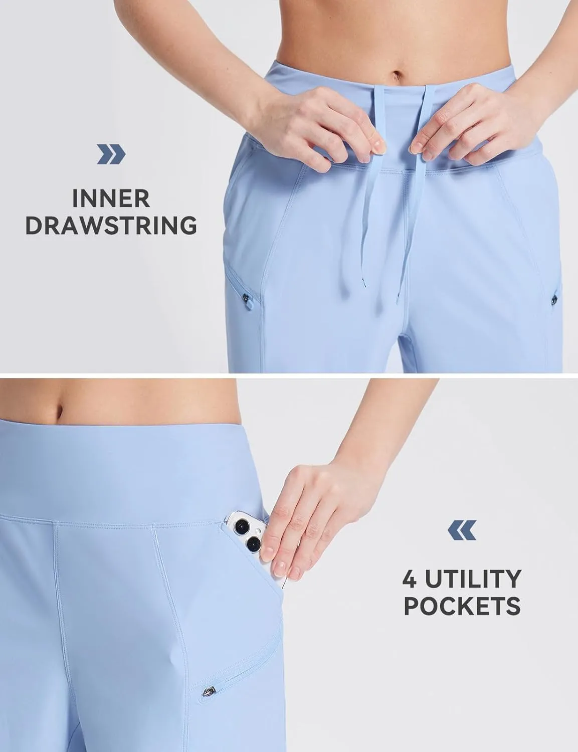 baleaf Women's Athletic Shorts 7 Inch Long Hiking Shorts High Waist Pockets