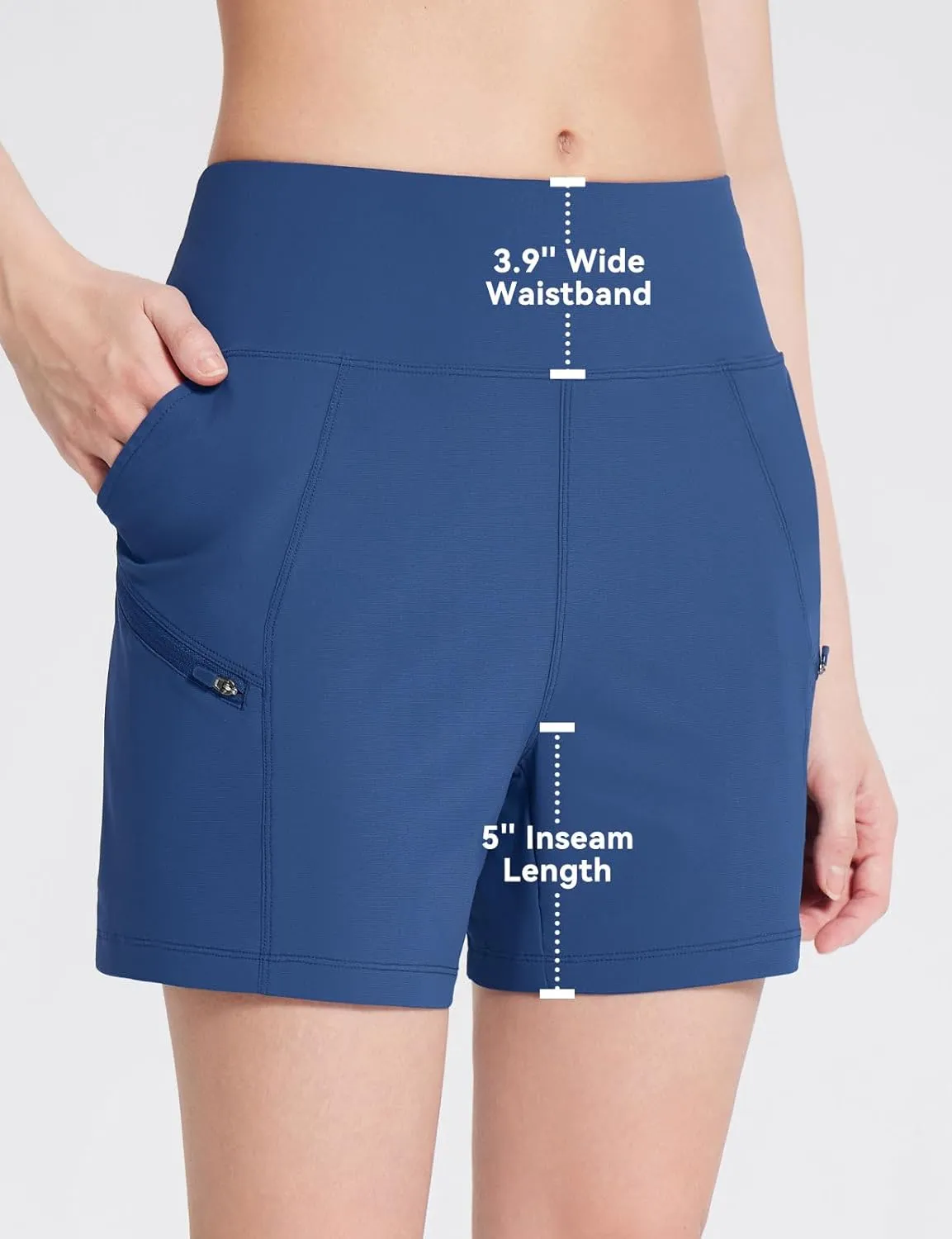 baleaf Women's Athletic Shorts 7 Inch Long Hiking Shorts High Waist Pockets