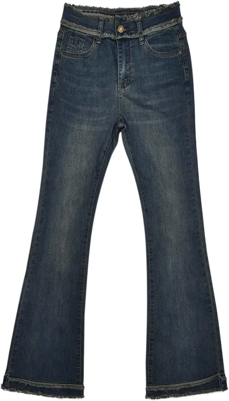 Barrel Jeans Women Solid Color Micro Small Pants Show Skinny High Waisted Skinny Flared high Waisted Jeans with Pockets