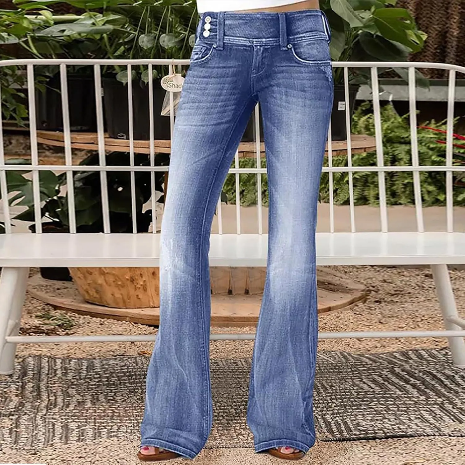Bell Bottom Jeans for Women Slim Wide Leg Denim Pants Trendy High Waisted Stretchy Skinny Jeans Casual Trousers