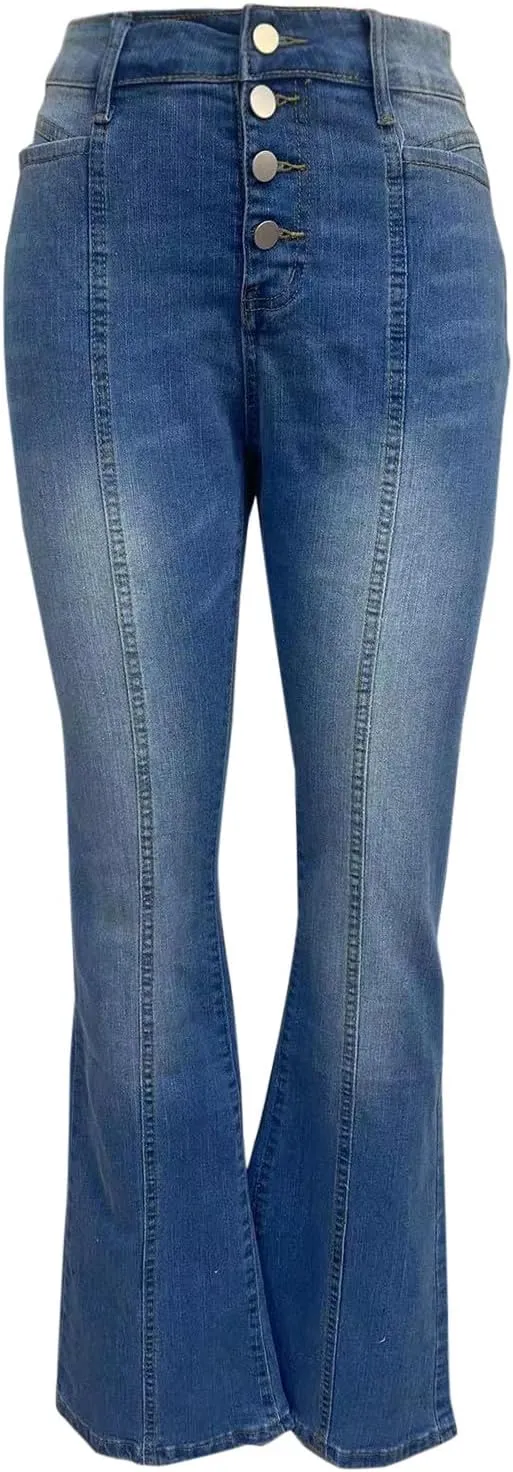 Bell Bottom Jeans for Women Slim Wide Leg Denim Pants Trendy High Waisted Stretchy Skinny Jeans Casual Trousers
