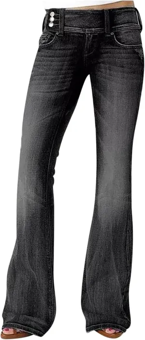 Bell Bottom Jeans for Women Slim Wide Leg Denim Pants Trendy High Waisted Stretchy Skinny Jeans Casual Trousers