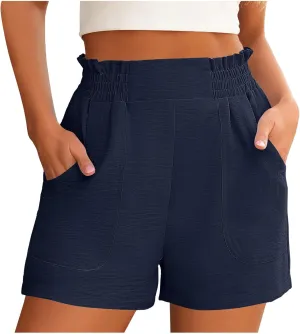 Bermuda Shorts for Women High Waist with Pockets Loungwear Athletic Shorts Summer Bottoms