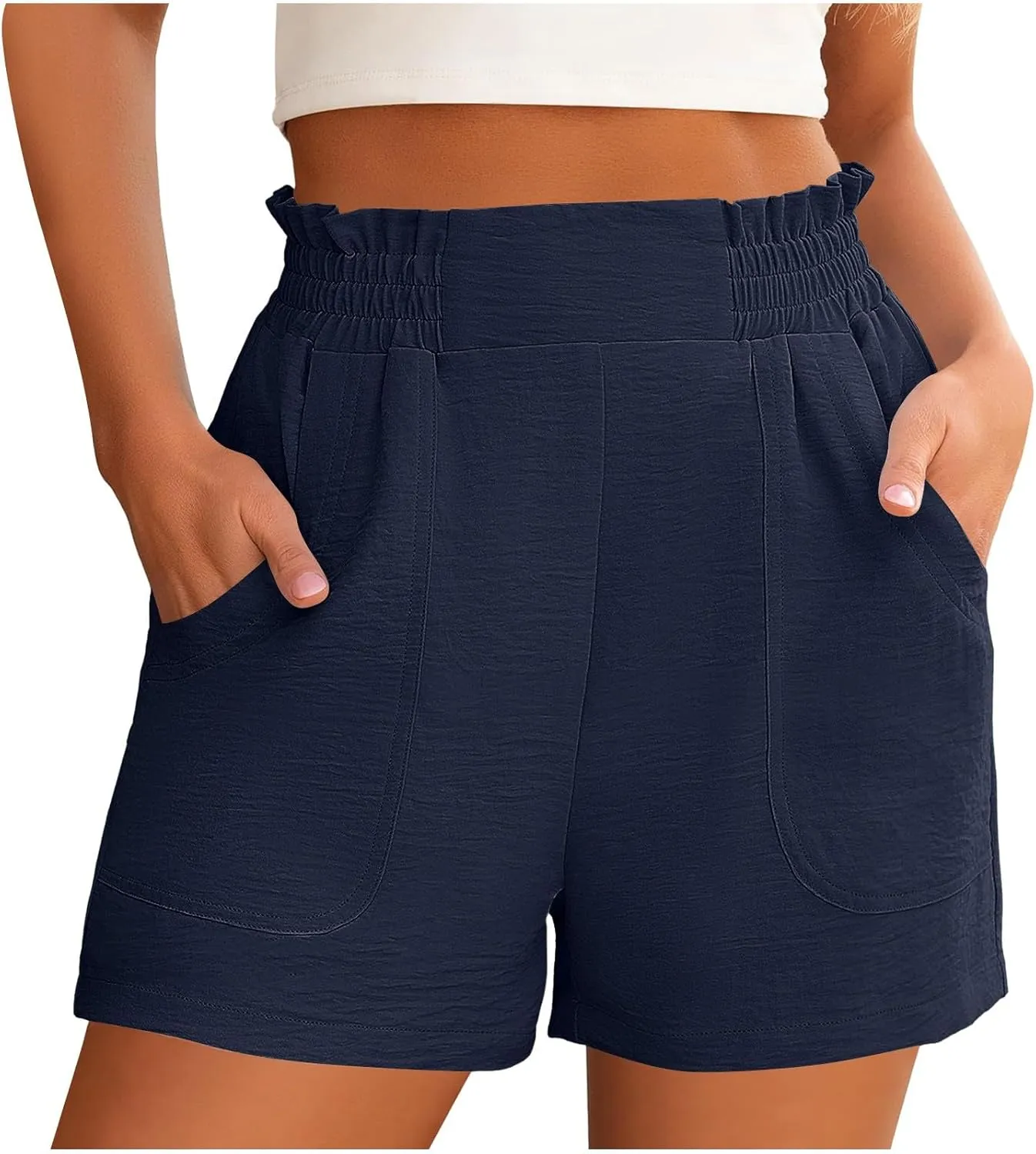 Bermuda Shorts for Women High Waist with Pockets Loungwear Athletic Shorts Summer Bottoms