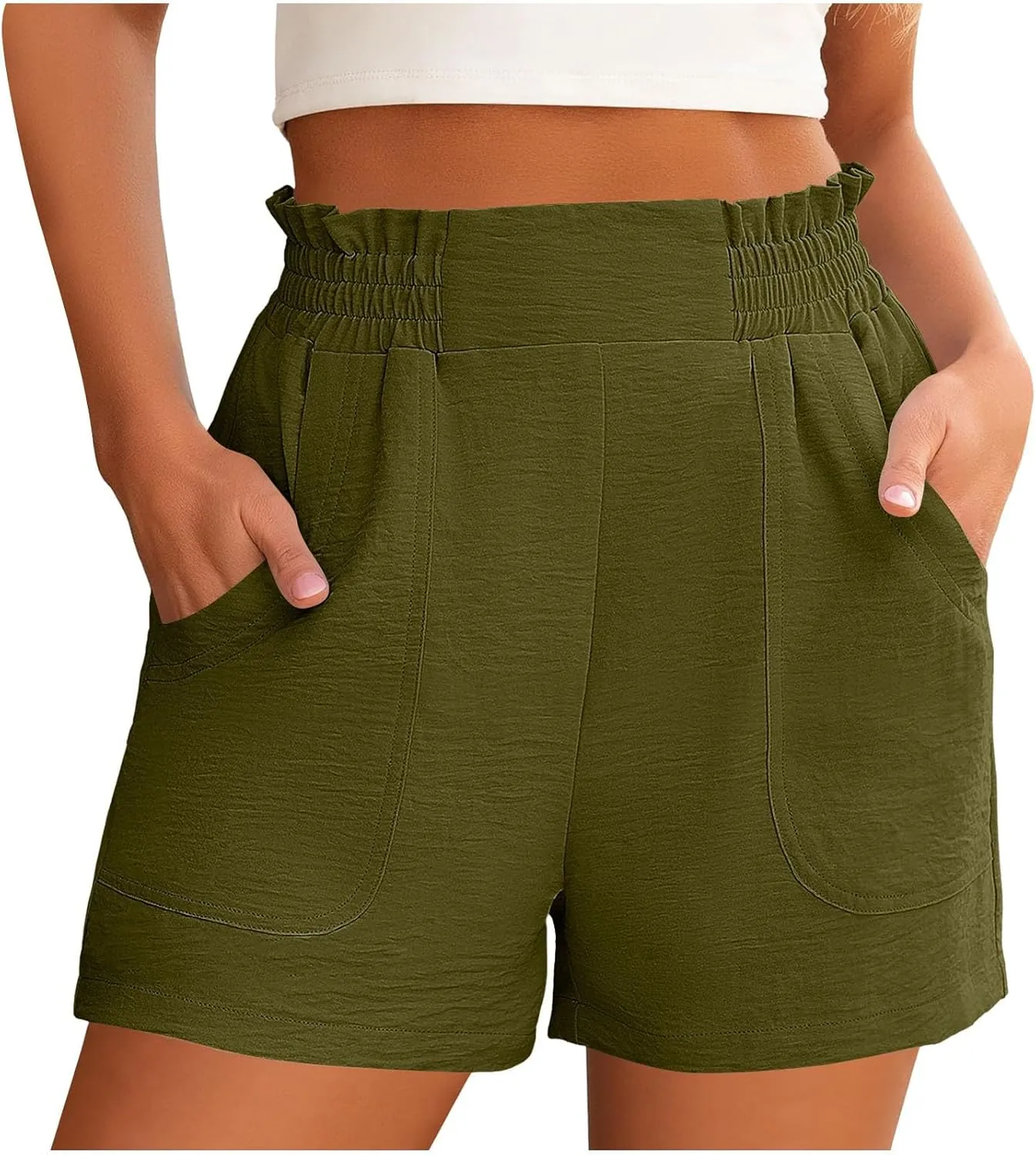 Bermuda Shorts for Women High Waist with Pockets Loungwear Athletic Shorts Summer Bottoms
