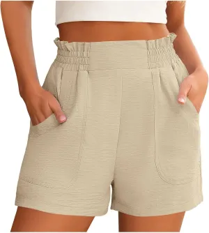 Bermuda Shorts for Women High Waist with Pockets Loungwear Athletic Shorts Summer Bottoms