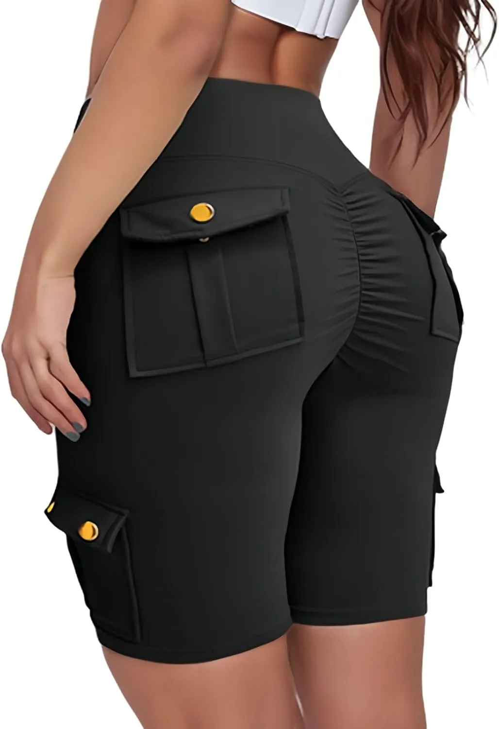 Biker Shorts for Women High Waist Tummy Control Butt Lifting Shorts Gym Workout Bermuda Cargo Shorts