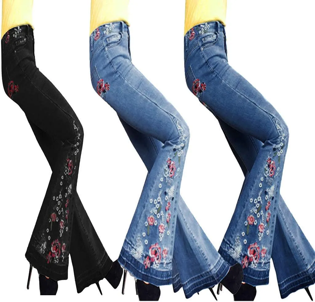 Black Flare Jeans, Women's Totally Shaping Curvy Strethy Bootcut Flare Denin Jeans
