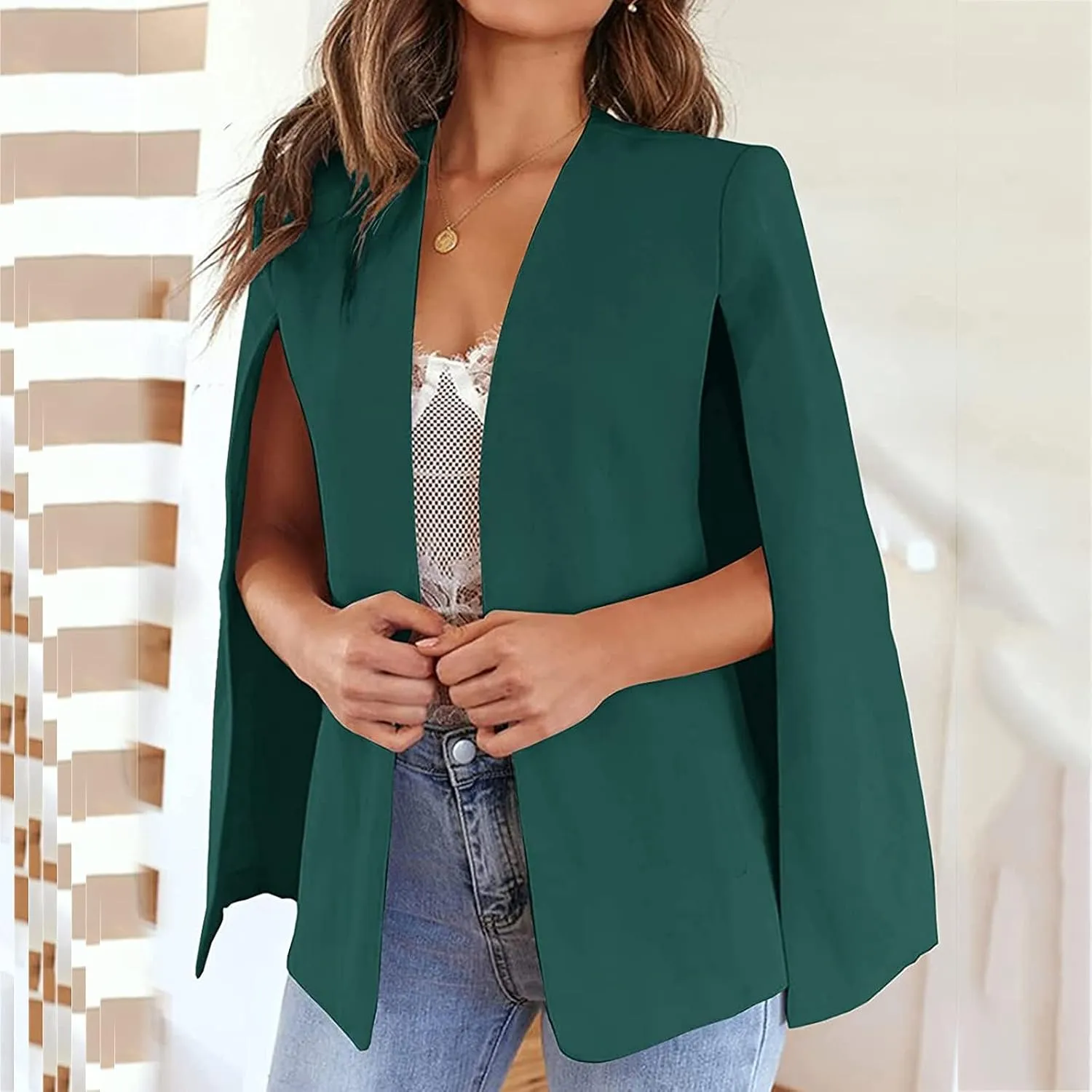 Blazer Dress for Women Long Sleeve Open Front Solid Color Blazer Jacket Lightweight Work Office Suit