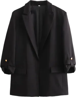 Blazer for Women Business Suit Jacket Casual Blazers Rolled Long Sleeve Work Office Blazers Fall Fashion 2024