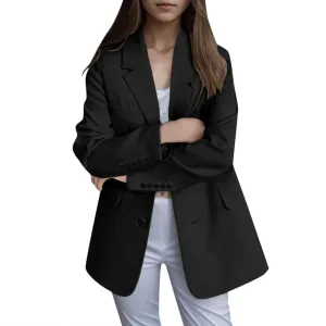 Blazer for Women Button Long Sleeve Pocket Lapel Elegant Trendy Comfortable Solid Color Stylish Suit Jackets