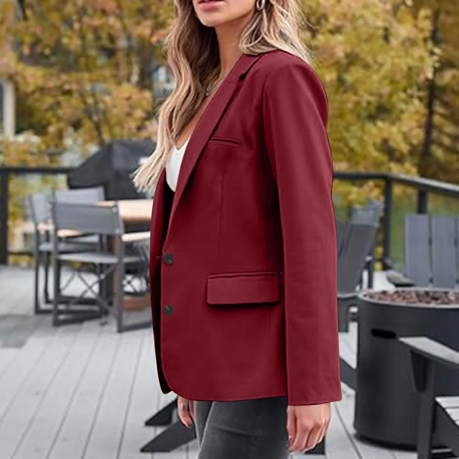 Blazers for Women Dressy Casual Open Front Long Sleeve Work Office Suit Jackets Elegant Button Lapel Business Blazer