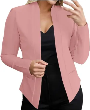 Blazers for Women Open Front Long Sleeve Slim Fit Short Blazer Work Office Suit Jackets Business Casual Outfits