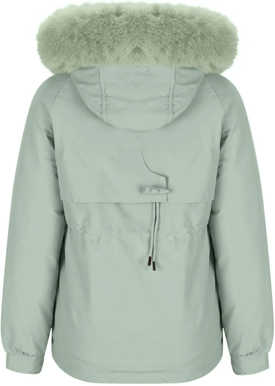 Borniu Women's Winter Puffer Coat Thicken Fleece Lined Down Jacket Faux Fur Detachable Hooded Parka Jacket Outerwear