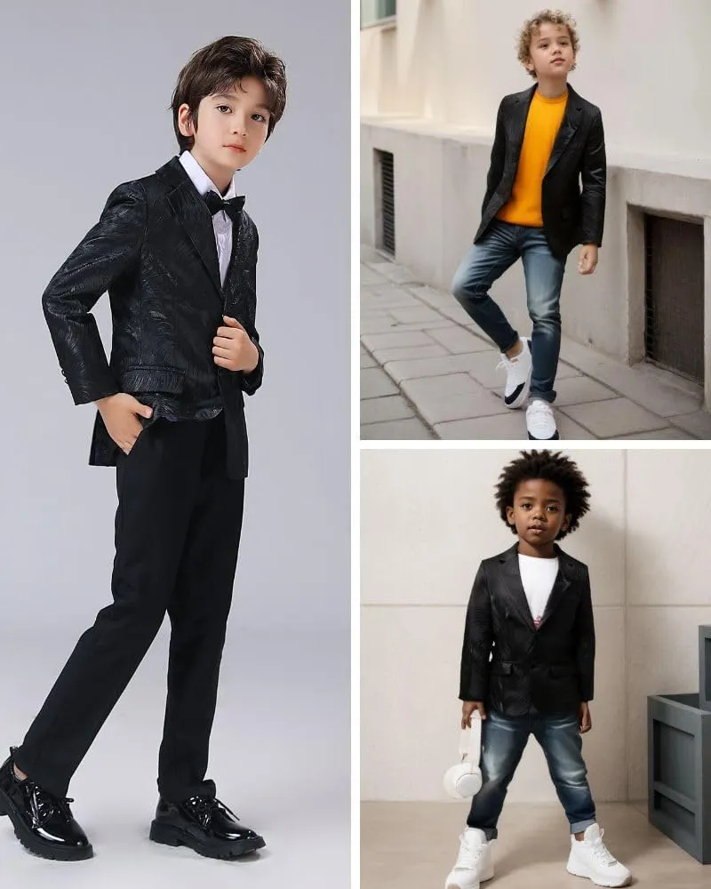 Boys Blazers Slim Fit Suit Jacket Kids Formal Tuxedo Blazer Outfit for Party School