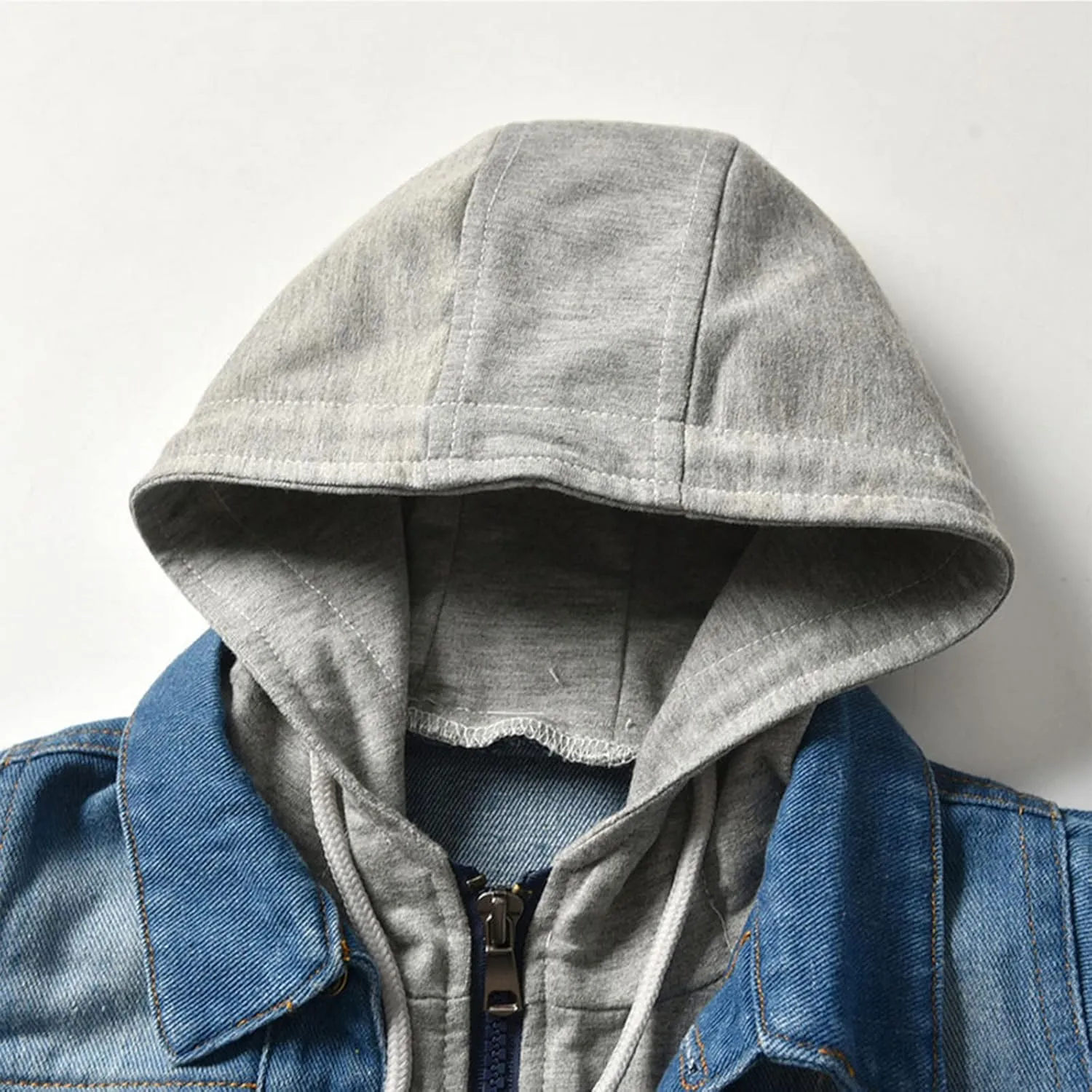 Boys Jean Jacket Kids Hooded Denim Jackets Zipper Outerwear Coat Boys' Button Down Basic Denim Trucker Jackets