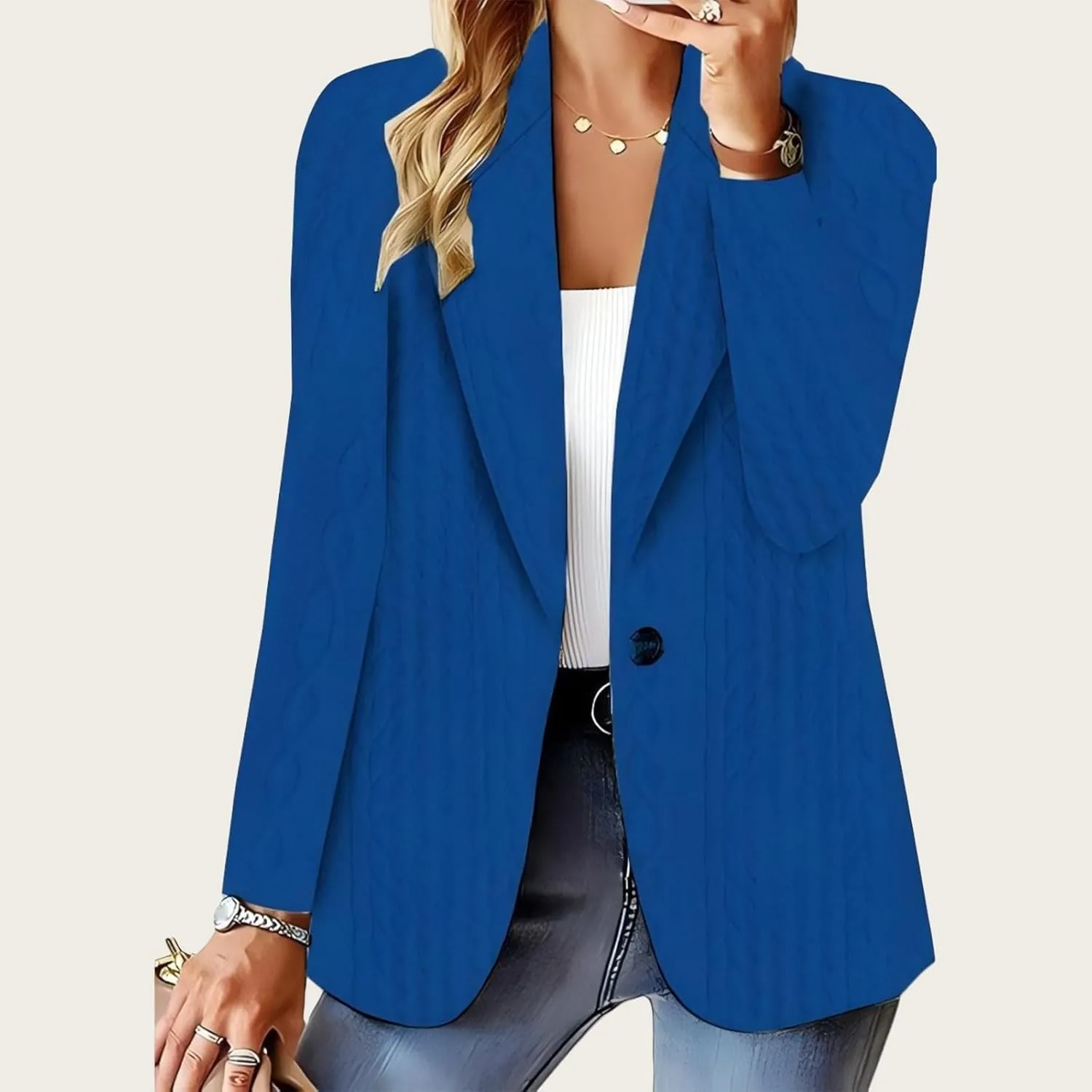 Business Casual Blazer for Women Summer Lightweight Jackets Open Front Long Sleeve Suit Jacket Slim Fit Outwear