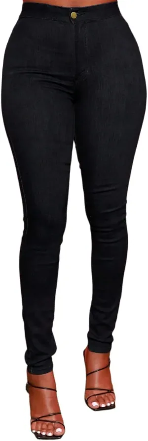 Butt Lifting Jeans for Women High Waisted Button Pull On Jeans Boyfriend Skinny Tummy Control Jeggings with Pockets