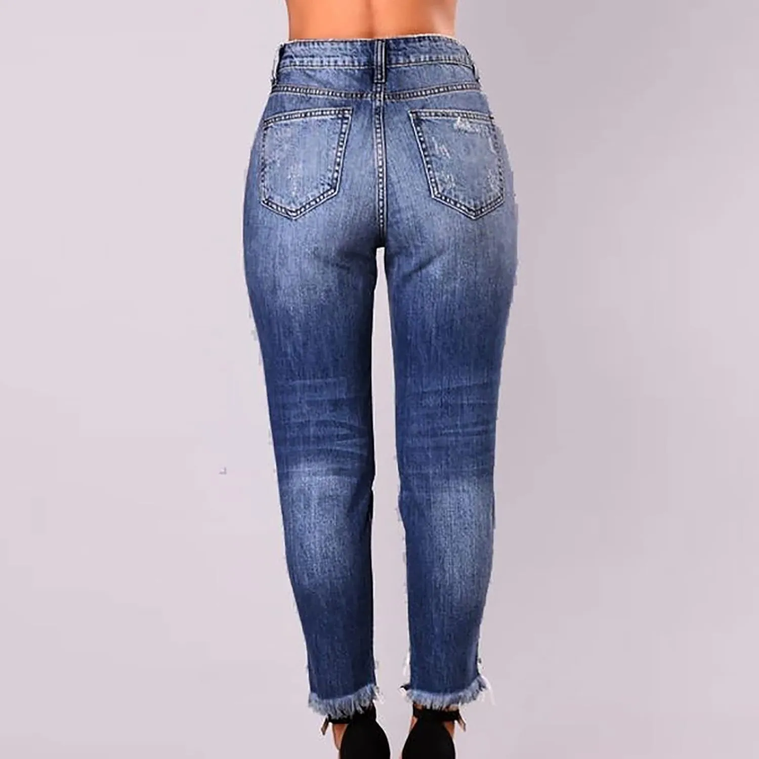 BZGTZT Women's High Waisted Jeans for Women Distressed Ripped Jeans Slim Fit Butt Lifting Skinny Stretch Jeans Denim Pants