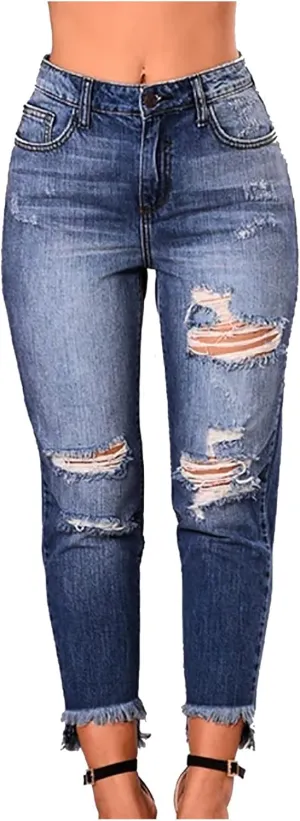 BZGTZT Women's High Waisted Jeans for Women Distressed Ripped Jeans Slim Fit Butt Lifting Skinny Stretch Jeans Denim Pants