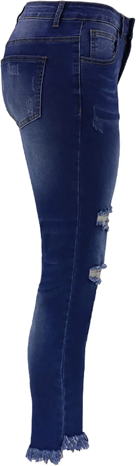 BZGTZT Women's High Waisted Jeans for Women Distressed Ripped Jeans Slim Fit Butt Lifting Skinny Stretch Jeans Denim Pants