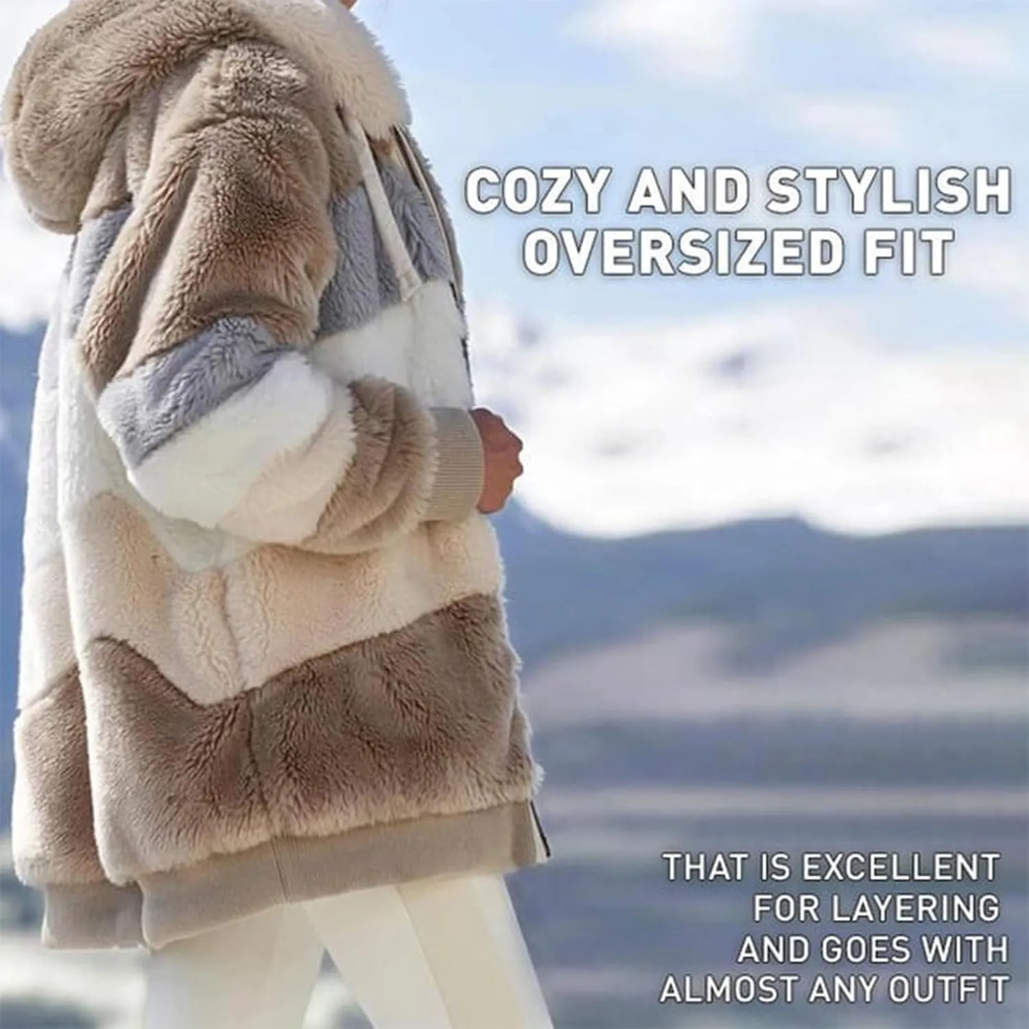 ChicCrate Womens Winter Coats Sherpa Jacket Fuzzy Fleece Jackets Oversized Casual Warm Outwear Zip Hooded Overcoat