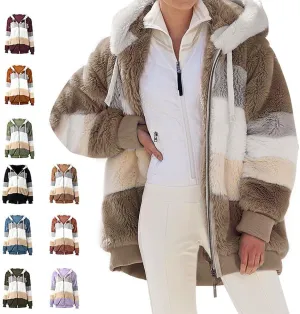 ChicCrate Womens Winter Coats Sherpa Jacket Fuzzy Fleece Jackets Oversized Casual Warm Outwear Zip Hooded Overcoat