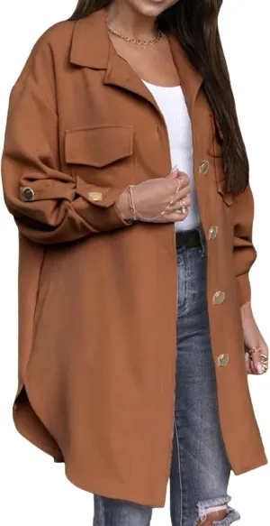 Coat for Women Casual Lapel Single Breasted Jacket Trench Coat Long Sleeve Hooded Cardigan Sweater Fall Outfits Pocket