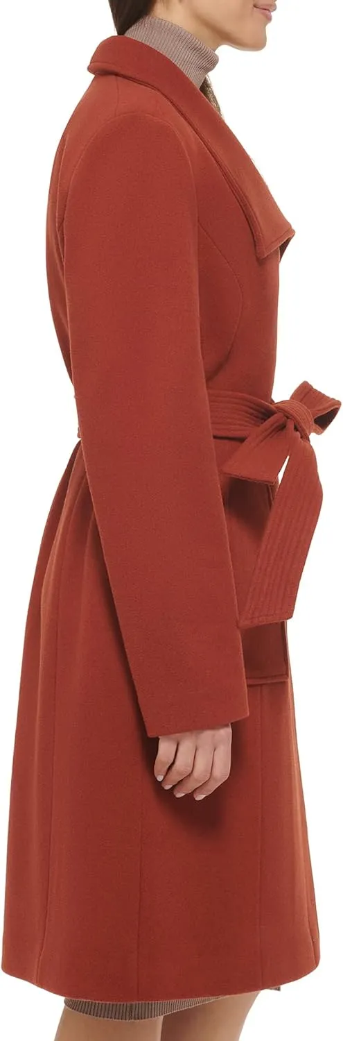 Cole Haan Women's Belted Coat Wool with Cuff Details