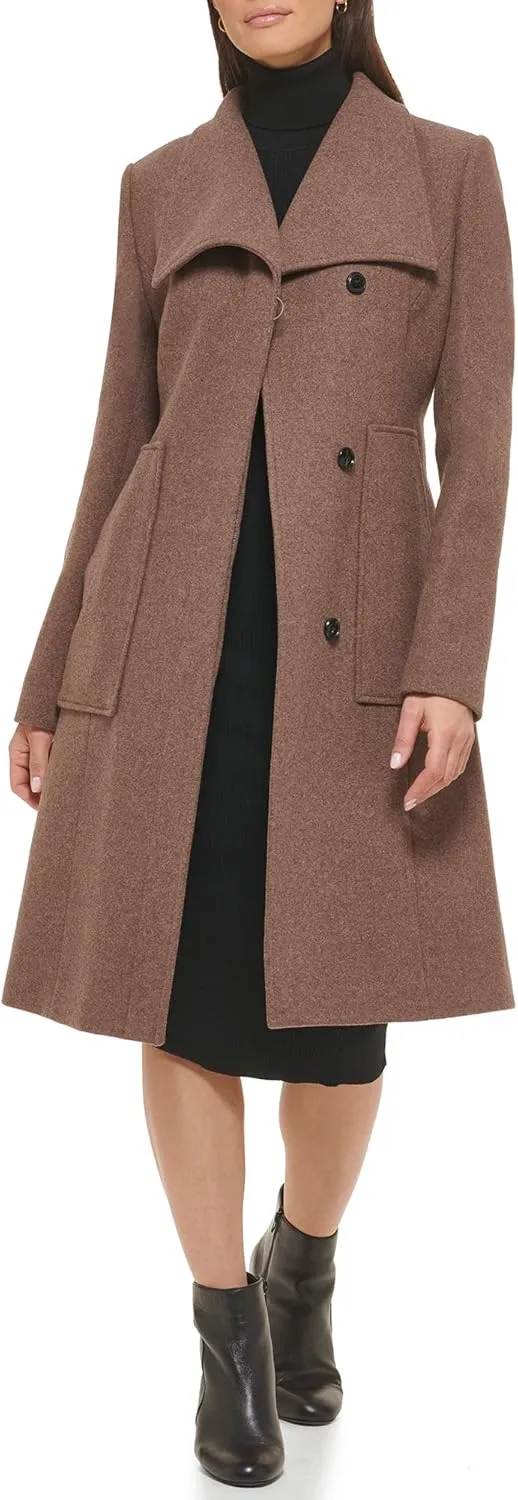 Cole Haan Women's Belted Coat Wool with Cuff Details