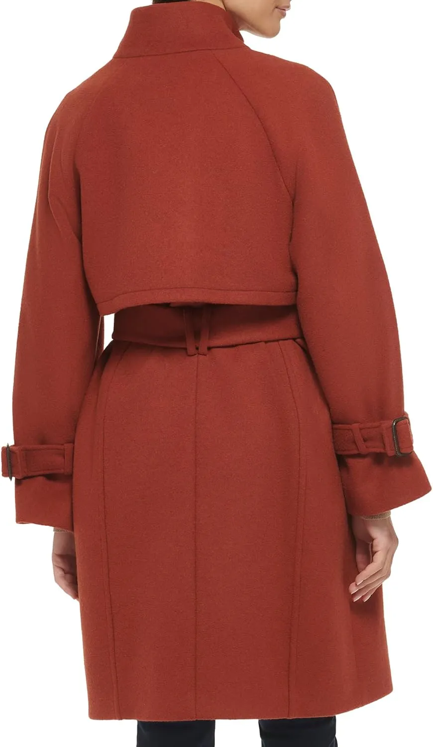 Cole Haan Women's Belted Raglan Melton Wool Coat