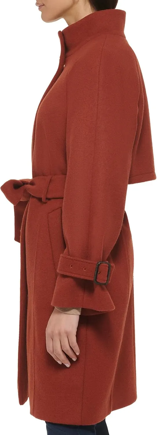 Cole Haan Women's Belted Raglan Melton Wool Coat